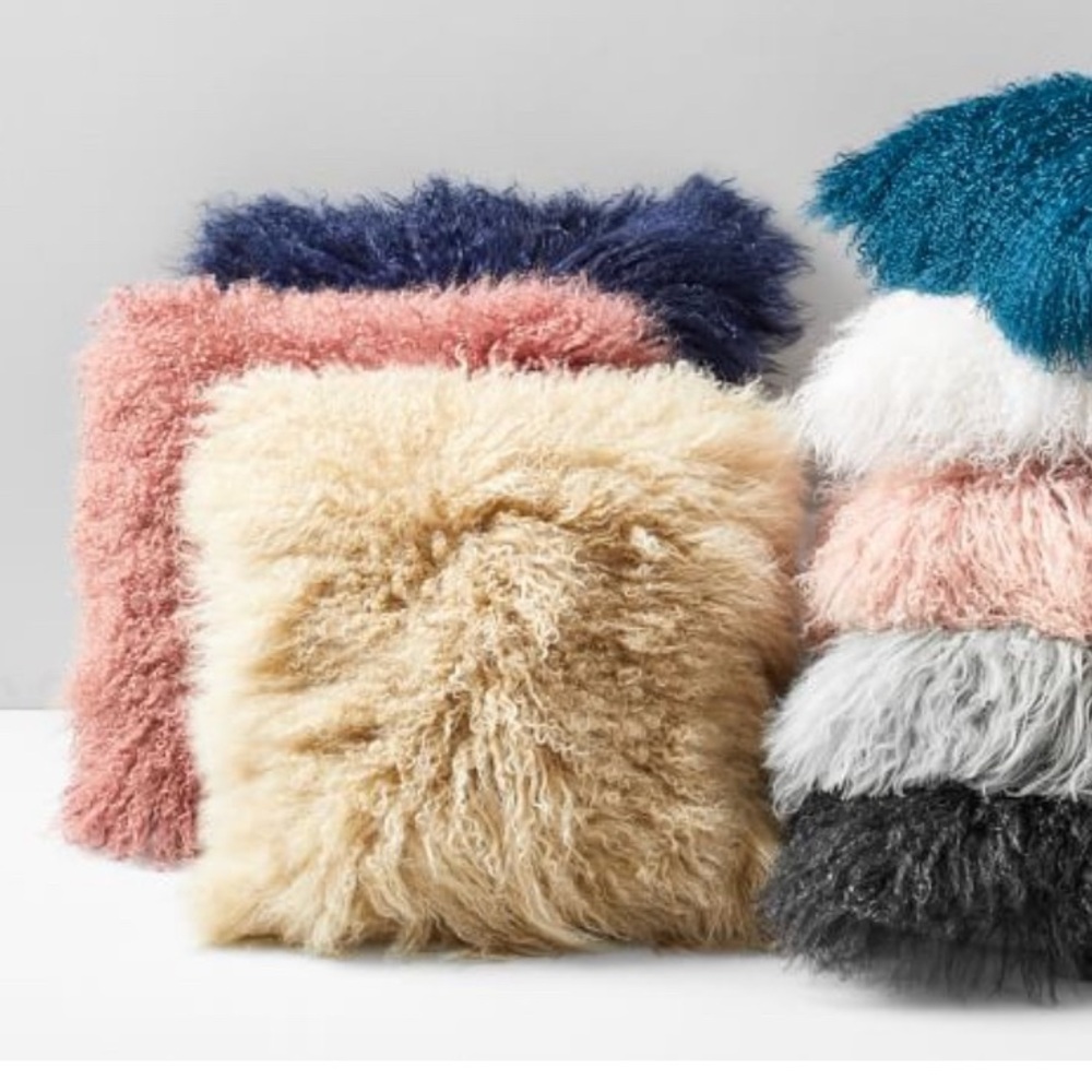 West Elm lambs’s fur set of pillows